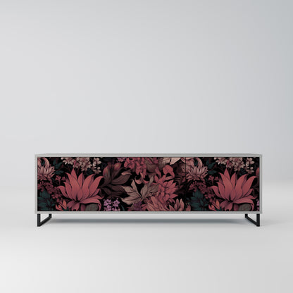 FLORAL WHISPER 3-Door TV Stand in Grey Finish