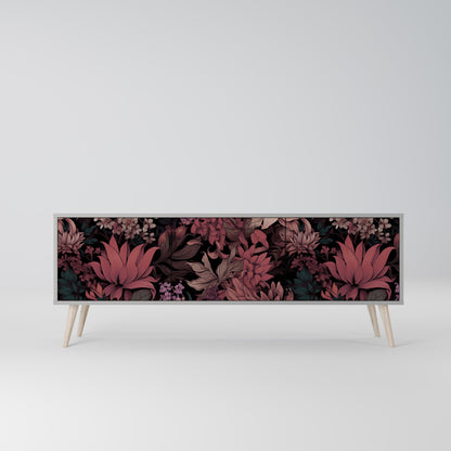 FLORAL WHISPER 3-Door TV Stand in Grey Finish