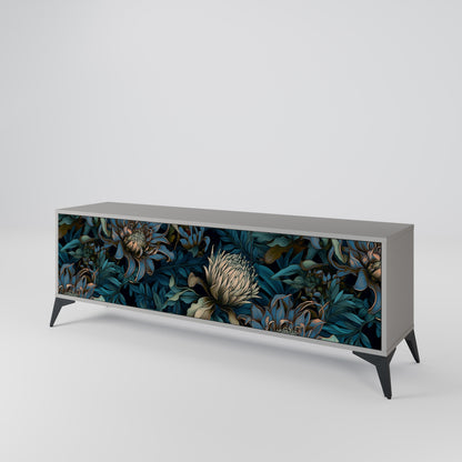 TWILIGHT BLOOM 3-Door TV Stand in Grey Finish