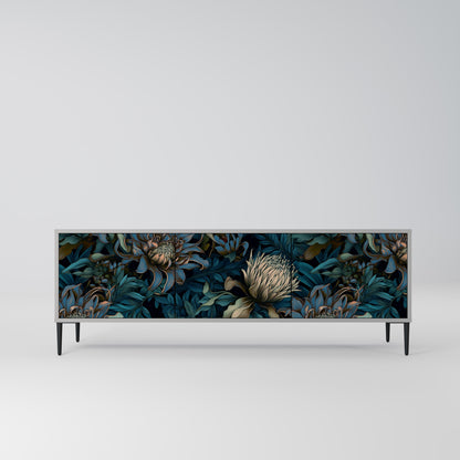 TWILIGHT BLOOM 3-Door TV Stand in Grey Finish