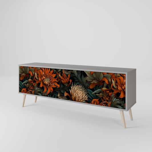 DAWN BLOOM 3-Door TV Stand in Grey Finish
