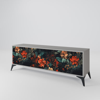 IMAGINARY BLOSSOM 3-Door TV Stand in Grey Finish