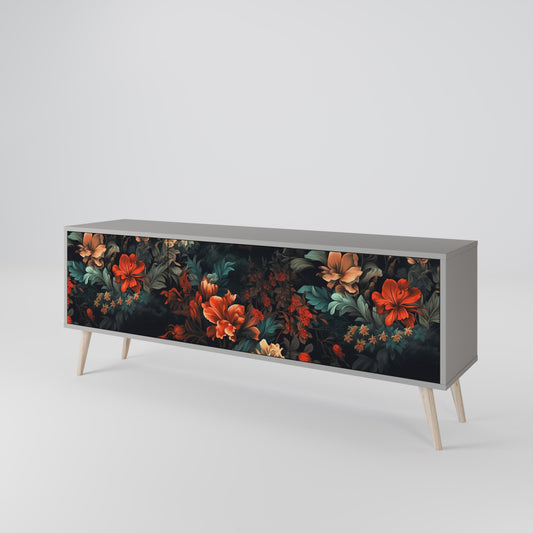 IMAGINARY BLOSSOM 3-Door TV Stand in Grey Finish