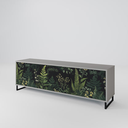 FERN FLOWERS 3-Door TV Stand in Grey Finish