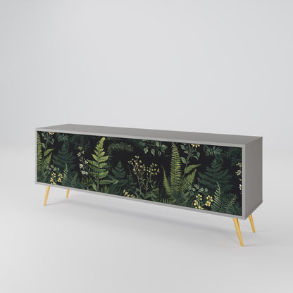 FERN FLOWERS 3-Door TV Stand in Grey Finish