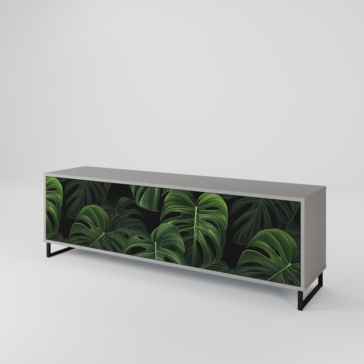 INFINITE MONSTERA 3-Door TV Stand in Grey Finish