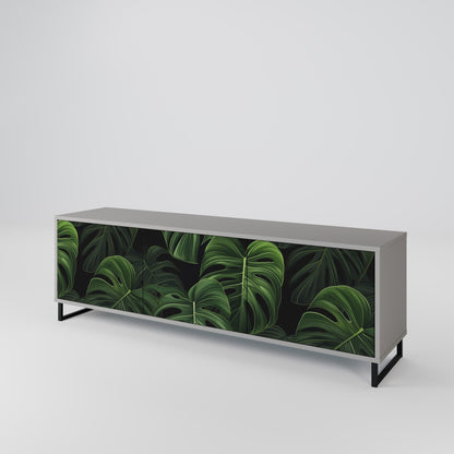 INFINITE MONSTERA 3-Door TV Stand in Grey Finish