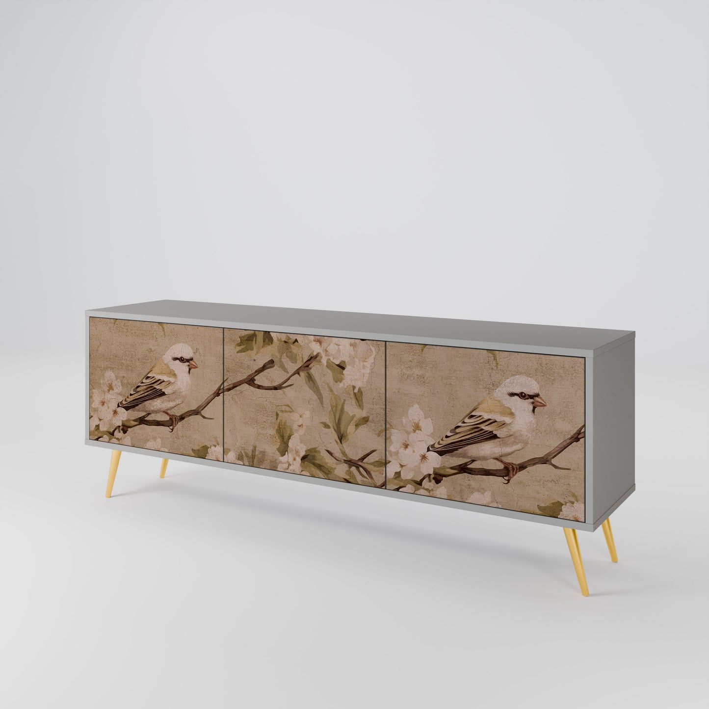 PETAL DISTINGUISH 3-Door TV Stand in Grey Finish