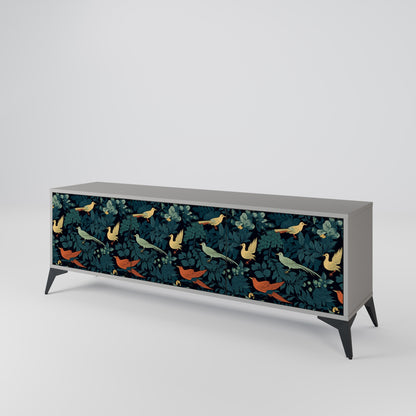 FOWL ORNAMENT 3-Door TV Stand in Grey Finish