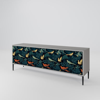 FOWL ORNAMENT 3-Door TV Stand in Grey Finish