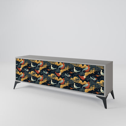 FOWLY DAZE 3-Door TV Stand in Grey Finish
