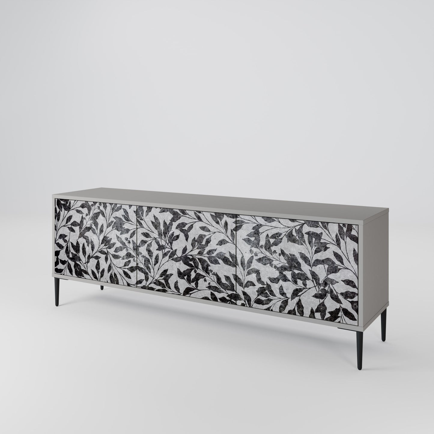 CHARCOAL SPROUT 3-Door TV Stand in Grey Finish