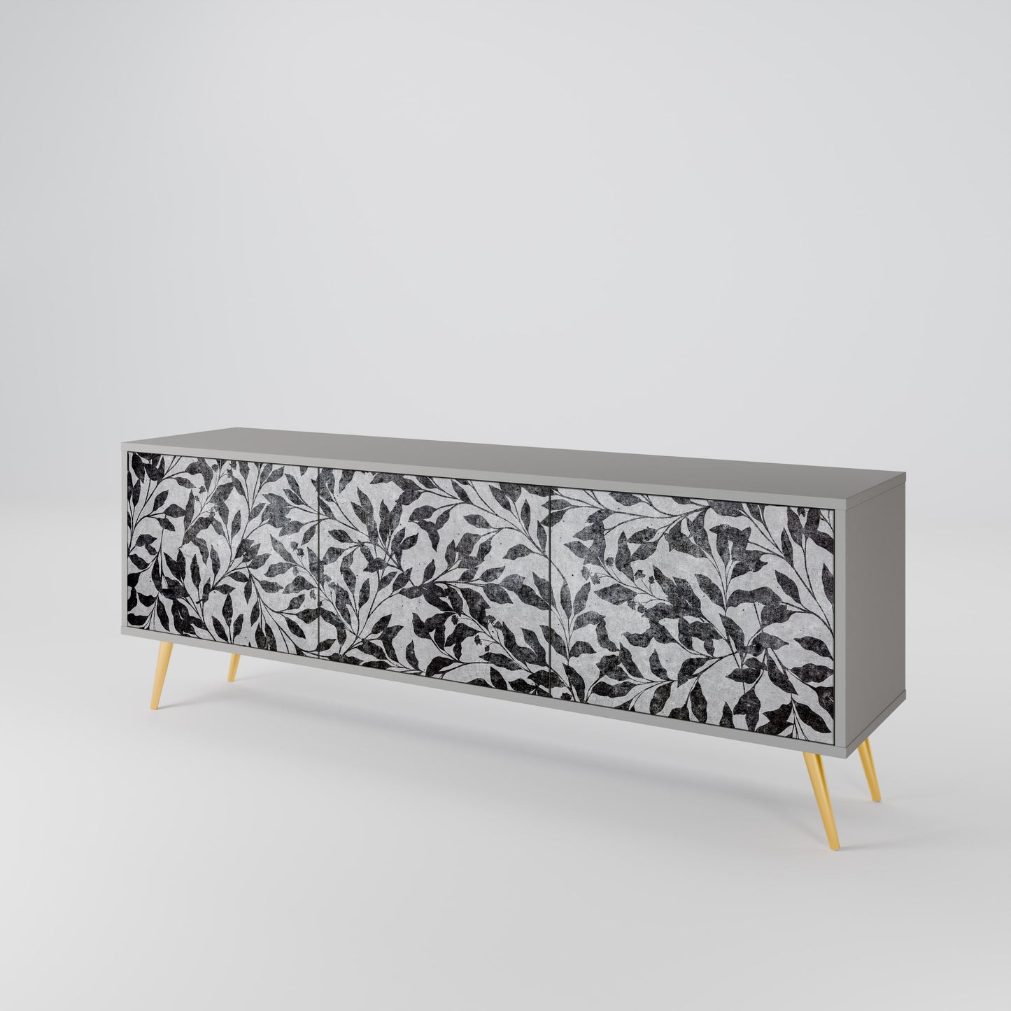 CHARCOAL SPROUT 3-Door TV Stand in Grey Finish