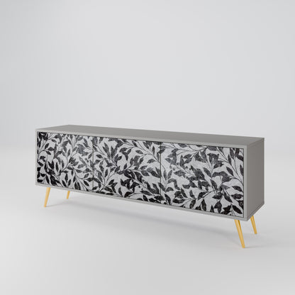 CHARCOAL SPROUT 3-Door TV Stand in Grey Finish
