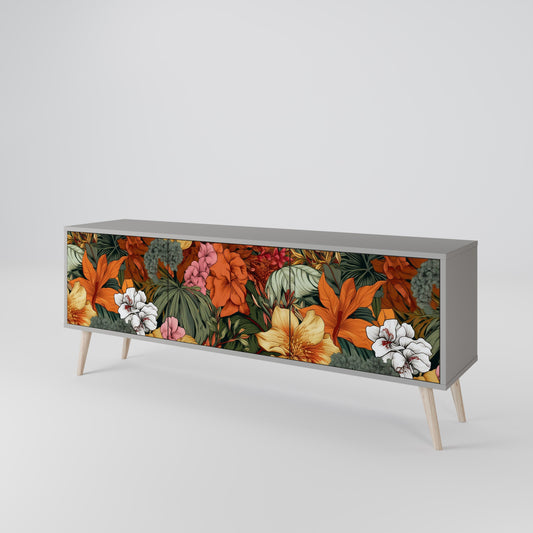 RADIANT FLORA 3-Door TV Stand in Grey Finish