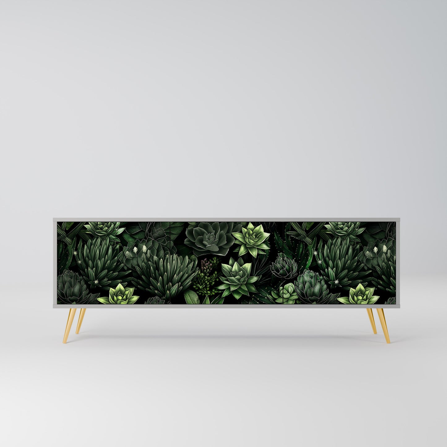 SUCCULENT JUNGLE 3-Door TV Stand in Grey Finish