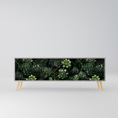 SUCCULENT JUNGLE 3-Door TV Stand in Grey Finish