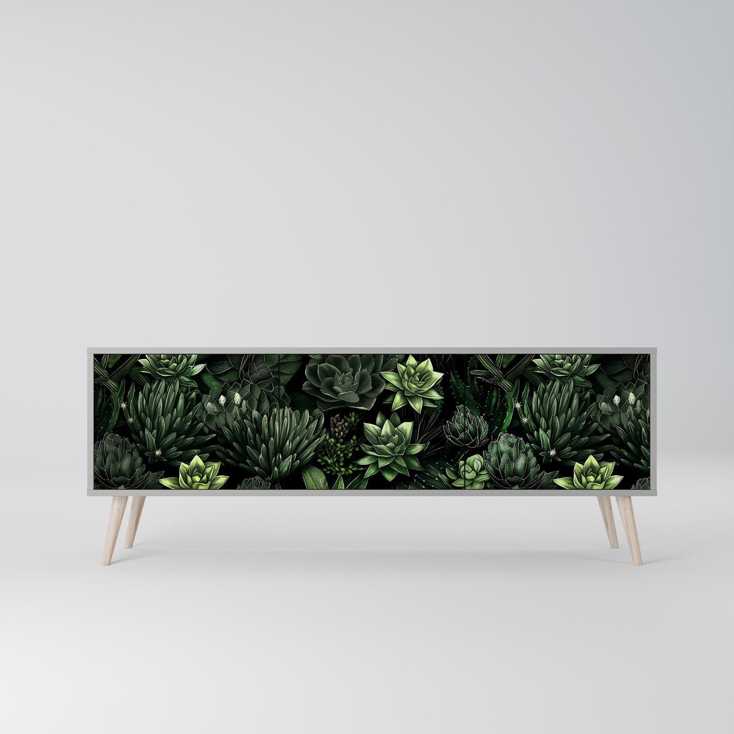 SUCCULENT JUNGLE 3-Door TV Stand in Grey Finish
