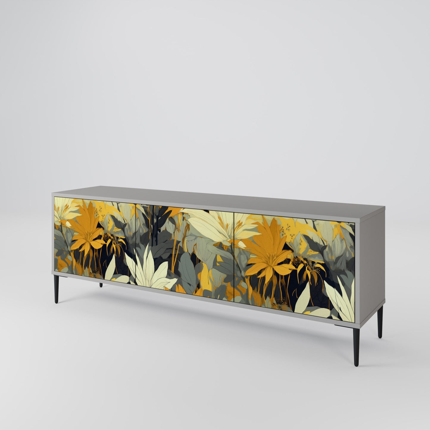 SUNKISSED LILY 3-Door TV Stand in Grey Finish