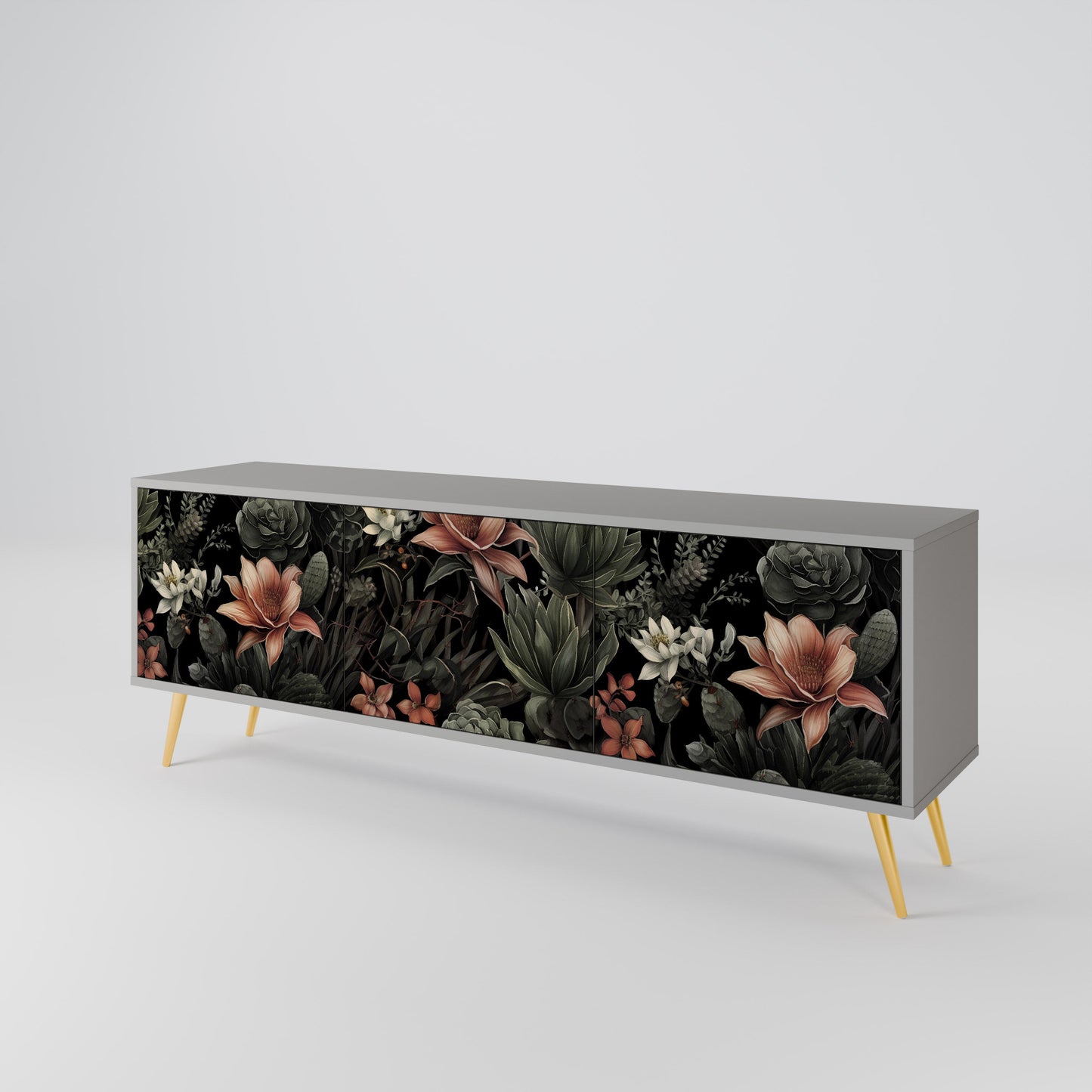 SECRET VERDURE 3-Door TV Stand in Grey Finish