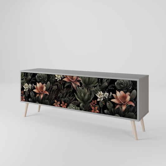 SECRET VERDURE 3-Door TV Stand in Grey Finish