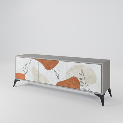 TRANQUIL TWIG 3-Door TV Stand in Grey Finish