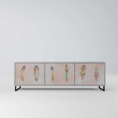 THE DELIQUESCE 3-Door TV Stand in Grey Finish