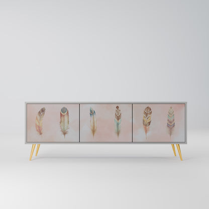THE DELIQUESCE 3-Door TV Stand in Grey Finish