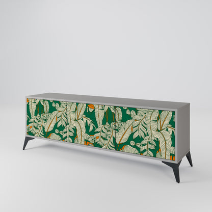 VERDANT PLEASURES 3-Door TV Stand in Grey Finish