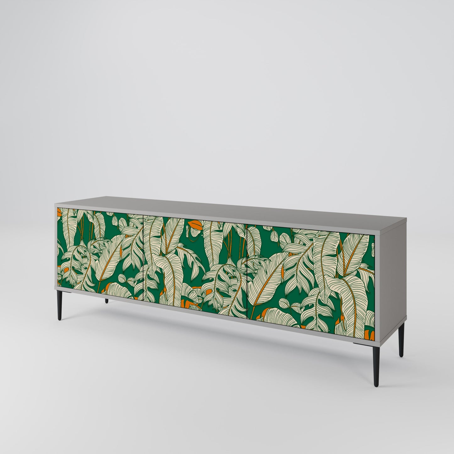 VERDANT PLEASURES 3-Door TV Stand in Grey Finish