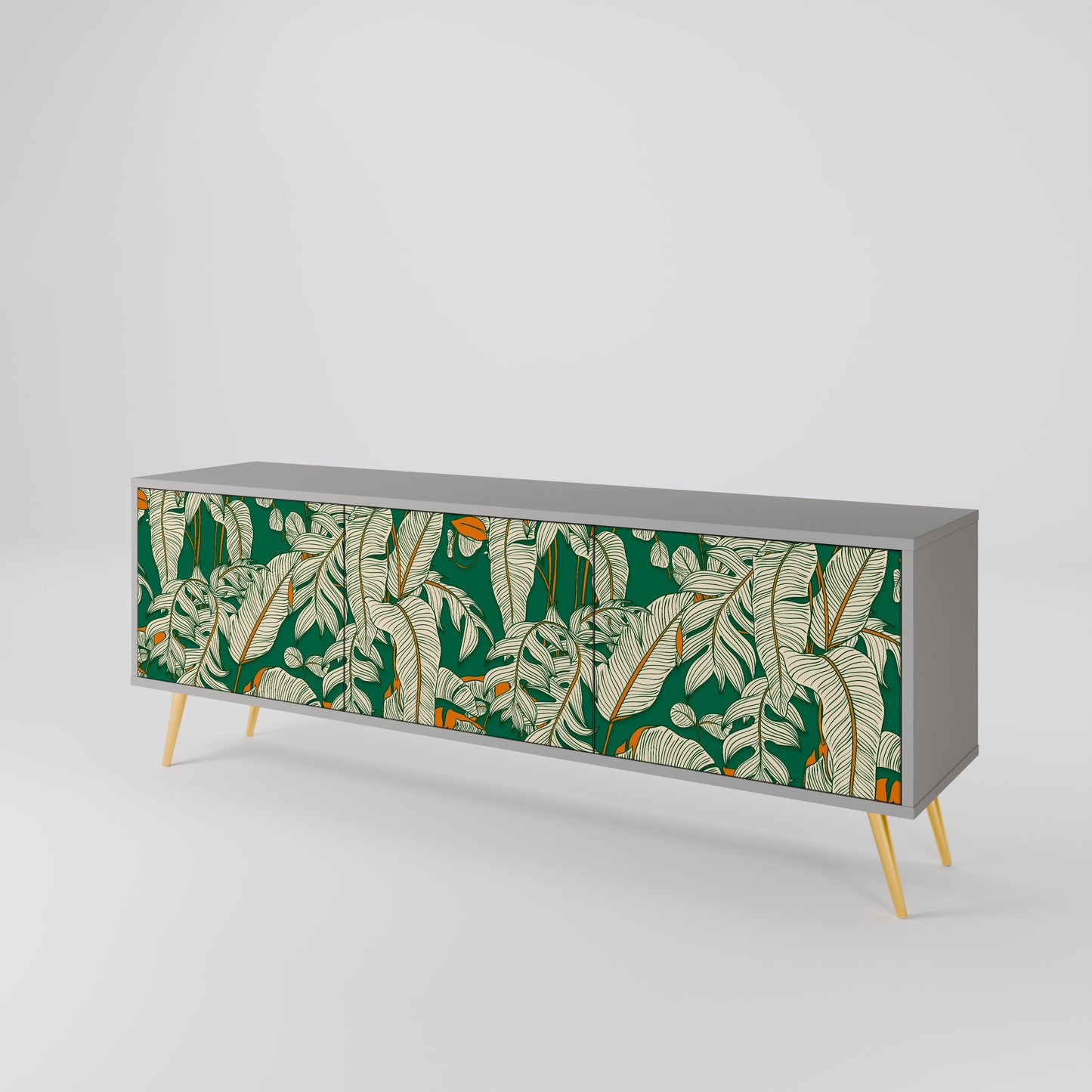 VERDANT PLEASURES 3-Door TV Stand in Grey Finish