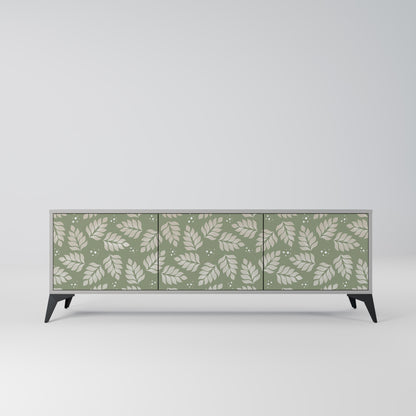 LEAVES ON GREEN 3-Door TV Stand in Grey Finish