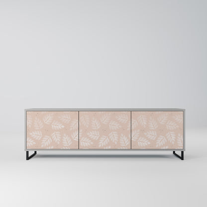 LEAVES ON BEIGE 3-Door TV Stand in Grey Finish