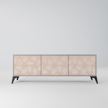 LEAVES ON BEIGE 3-Door TV Stand in Grey Finish