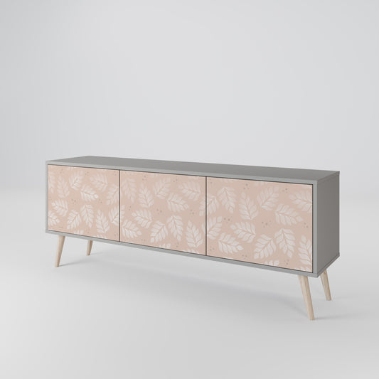 LEAVES ON BEIGE 3-Door TV Stand in Grey Finish