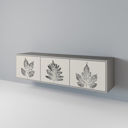 LEAFY STAMPS 3-Door TV Stand in Grey Finish