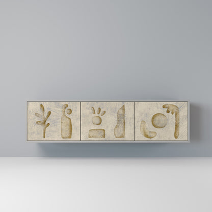 SAND SCULPTURES 3-Door TV Stand in Grey Finish