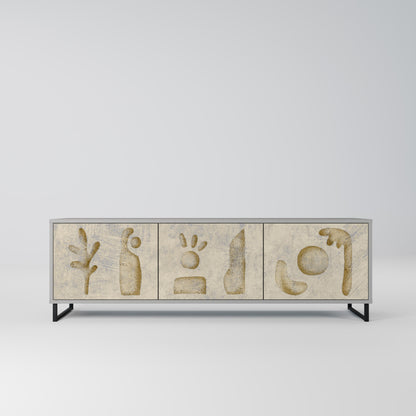 SAND SCULPTURES 3-Door TV Stand in Grey Finish