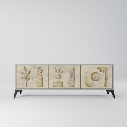 SAND SCULPTURES 3-Door TV Stand in Grey Finish