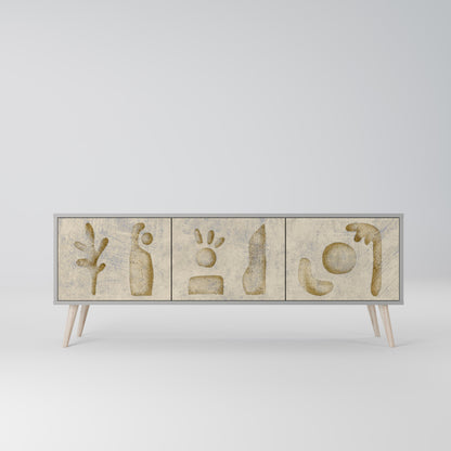 SAND SCULPTURES 3-Door TV Stand in Grey Finish