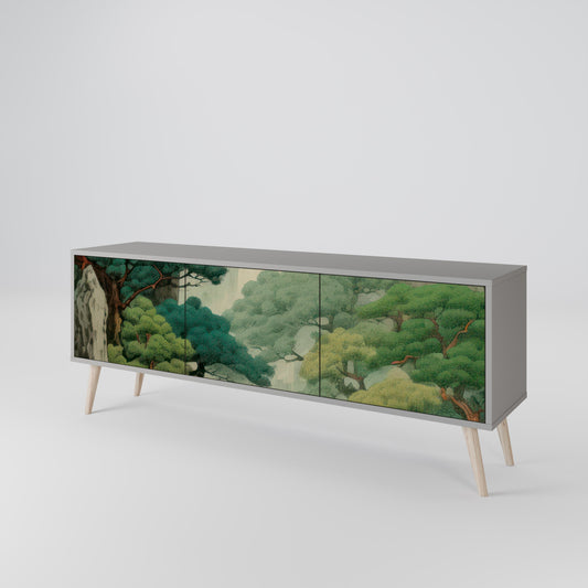 VERDURE ABYSS 3-Door TV Stand in Grey Finish