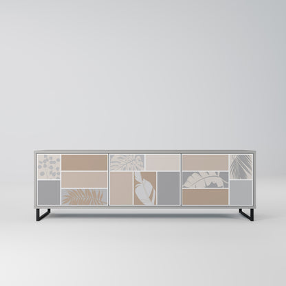 TROPICAL SHAPES 3-Door TV Stand in Grey Finish