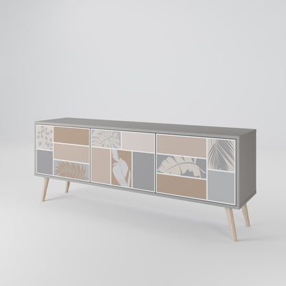 TROPICAL SHAPES 3-Door TV Stand in Grey Finish