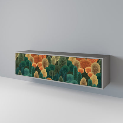 AUTUMN KALEIDOSCOPE 3-Door TV Stand in Grey Finish