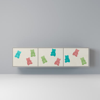 GUMMY BEARS 3-Door TV Stand in Grey Finish