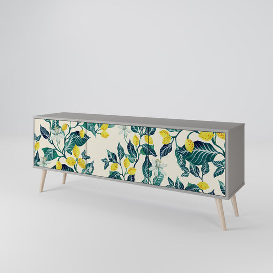 LEMON TREE 3-Door TV Stand in Grey Finish
