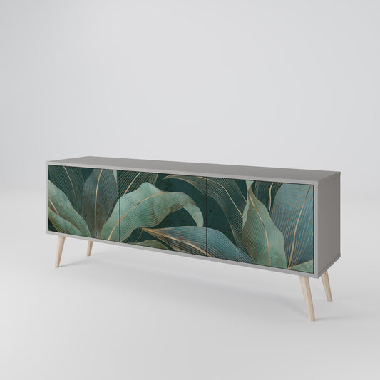 ROYAL GREEN 3-Door TV Stand in Grey Finish