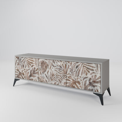 PASSING TIME 3-Door TV Stand in Grey Finish