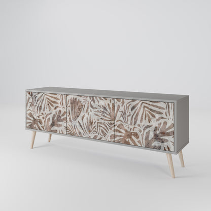PASSING TIME 3-Door TV Stand in Grey Finish