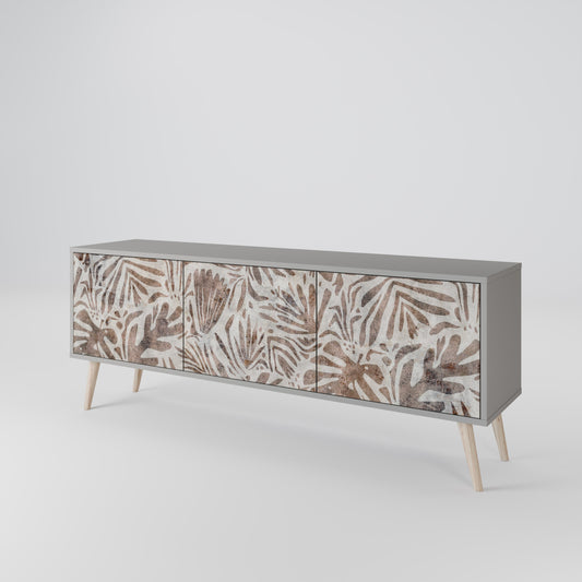 PASSING TIME 3-Door TV Stand in Grey Finish